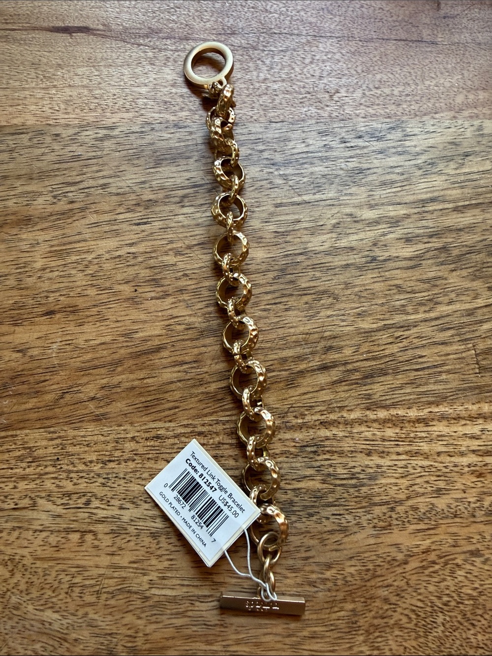 Textured Link Toggle Bracelet  Style Spartina 449 with Charm NWT - Picture 3 of 8